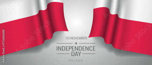 Poland happy independence day greeting card, banner with template text vector illustration