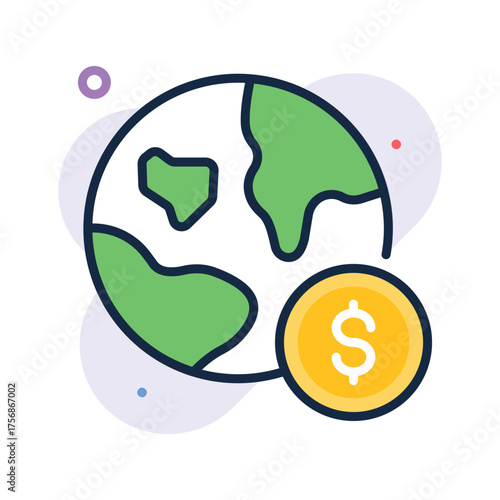 Flat outline icon of global business in modern design style