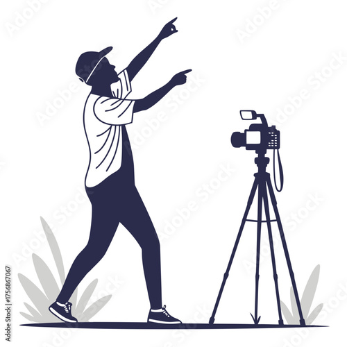 Photographer taking pictures with camera silhouette
