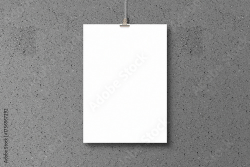 Hanging Poster Mockup on Cement Wall