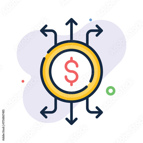 Financial flow and business growth, concept icon of money flow