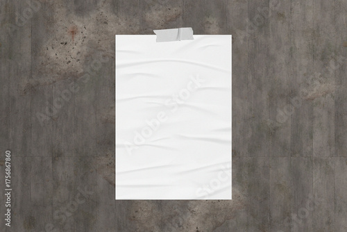 Vertical Glued Poster Mockup on Concrete Wall