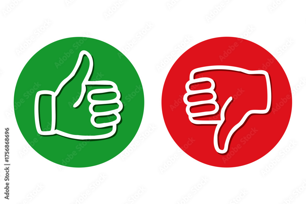 Fototapeta premium Thumb up and thumb down icon. Thumb like button. Dislike symbol. Vector illustration