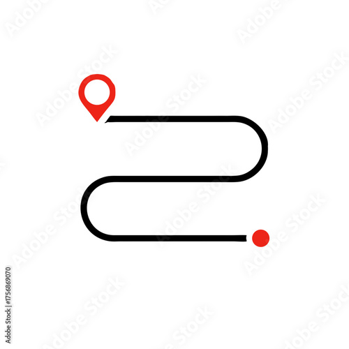 we moved icon in flat style with pin location. concept delivery or transfer vector illustration isolated on white background, ecommerce business concept