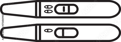 Minimal vector line drawing of pregnancy test devices with positive and negative results