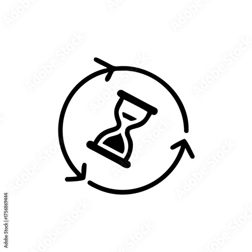 hourglass icon isolated on white background, Wait time symbol, Hourglass clock or sand watch, time business concept, vector illustration