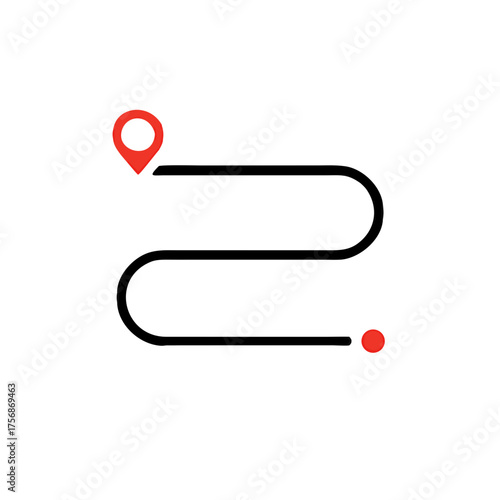 we moved icon in flat style with pin location. concept delivery or transfer vector illustration isolated on white background, ecommerce business concept