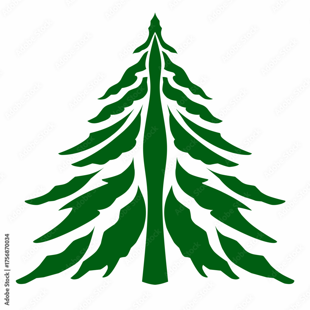 Obraz premium Stylized Green Pine Tree Vector Illustration