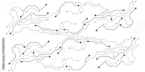 Circuit board digital abstract background. Motherboard technology texture design. AI semiconductor and computer processor on tech bg. Vector illustration