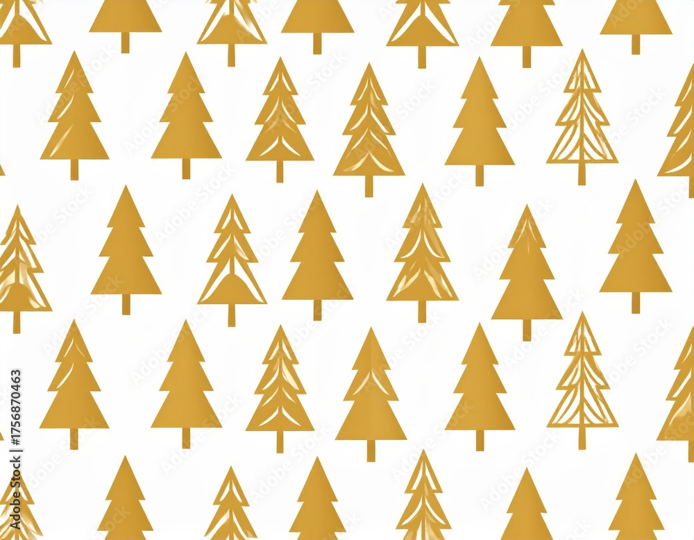 Obraz premium Golden Christmas tree pattern with five-star rating icons, a seamless vector illustration for holiday decoration and success celebration