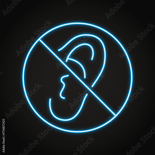Hearing impairment neon line icon