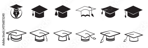 Bachelor hat icon set