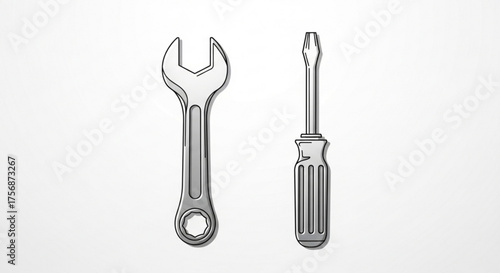 Illustration of a wrench and a screwdriver, essential tools for repair and maintenance, symbolizing craftsmanship and diy projects