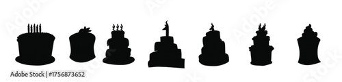 Set of Birthday cake vector illustration