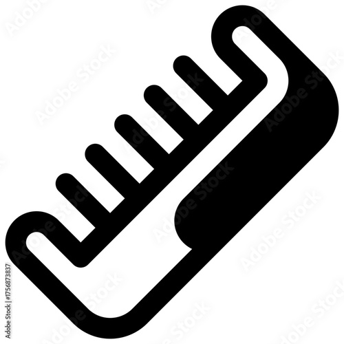 Wooden comb. Outlined stroke vector icon with black-filled details.