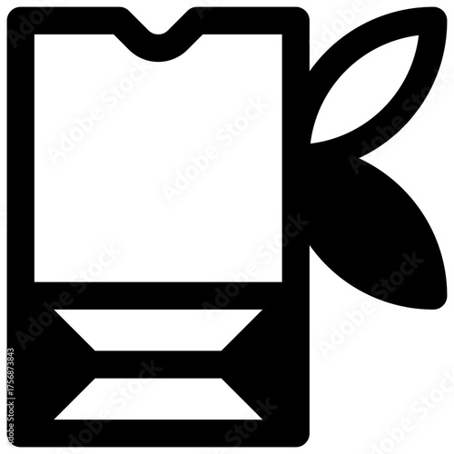 Zero waste grocery shopping. Outlined stroke vector icon with black-filled details.