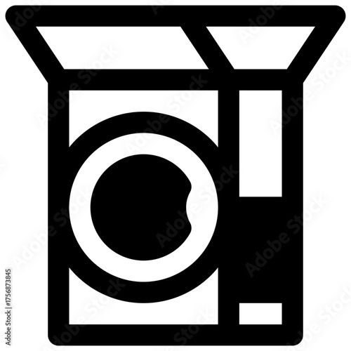Washing soda. Outlined stroke vector icon with black-filled details.