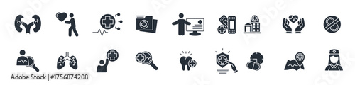 healthcare and medical icon set editable stroke linear