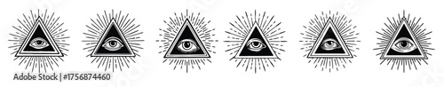 all seeing eye pattern mystical symbol in triangle shape