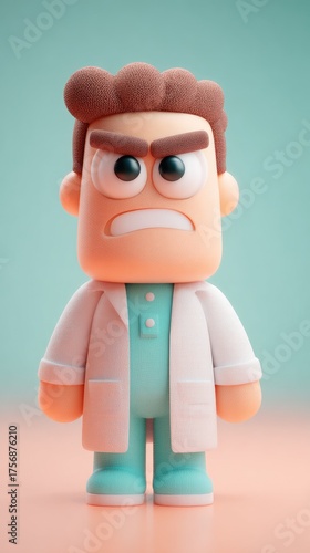 Angry Doctor Cartoon Character in a White Coat.