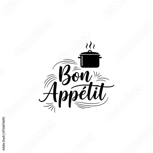 Bon Appétit Typography PNG | Cooking Quote Vector | Kitchen and Restaurant Calligraphy Illustration