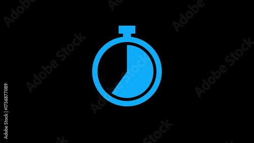 Stopwatch Timer Animation on Black Background, Digital Stopwatch Counting Seconds and Minutes for Sports and Fitness Training, Time Measurement Concept 4K Video