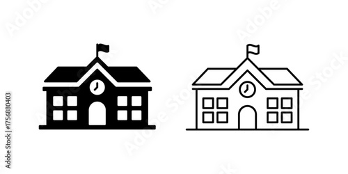School building icon isolated on white background.