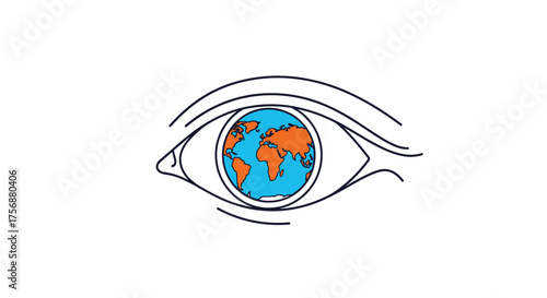 Global awareness through the human eye a symbol of insight and understanding the earth viewed through a lens