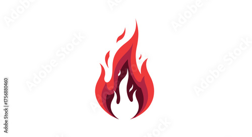 Vibrant abstract flame icon representing heat energy and passion in bright red and orange hues
