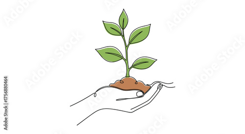 Nurturing a young plant in gentle hands symbolizing growth sustainability and care for nature's future