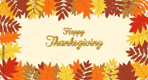 Happy Thanksgiving A Festive Black and White Illustration with Pumpkins, Turkey, and Autumn Elements