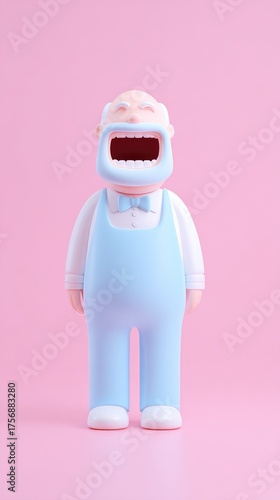 Cartoon Character Toy Figure in Light Blue and White.