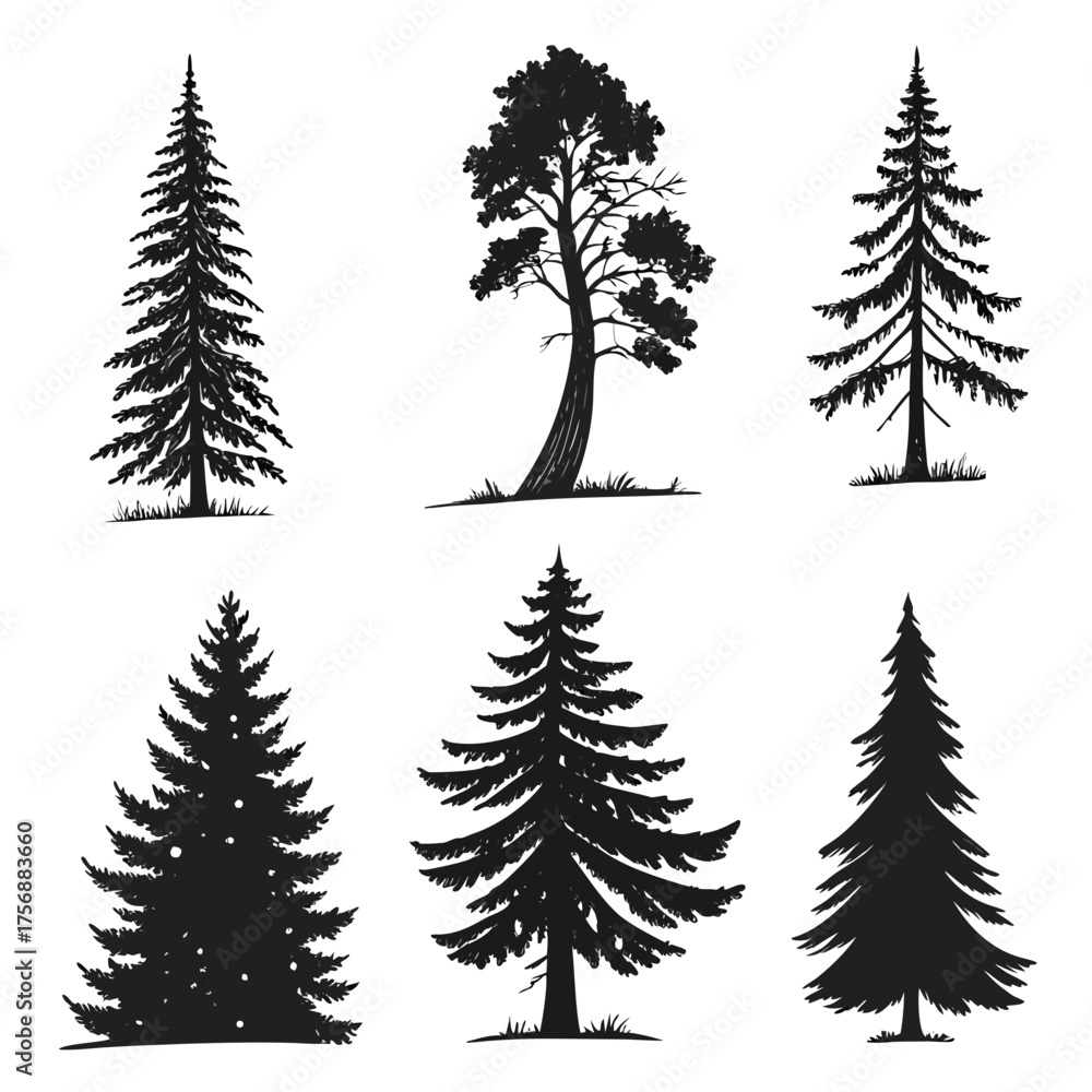 Fototapeta premium set of chrishmas trees