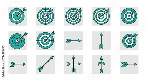 Target and arrow icons, symbolizing precision, accuracy, and strategic focus for achieving goals and objectives