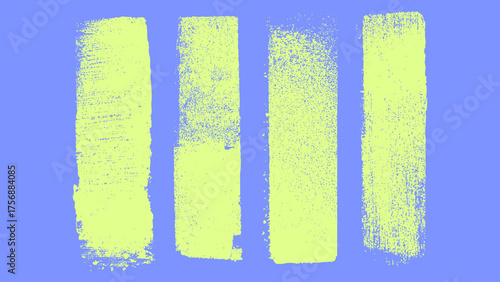 Vertical dry brush stripes on bright blue background. Rough stencil paint textures for creative posters and digital layouts.