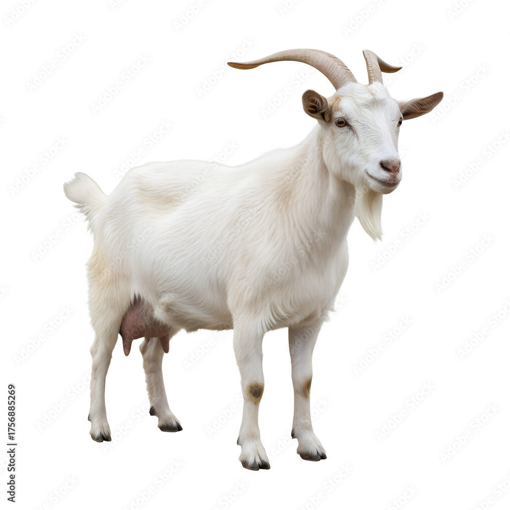 Fototapeta premium Saanen dairy goat isolated on transparent background