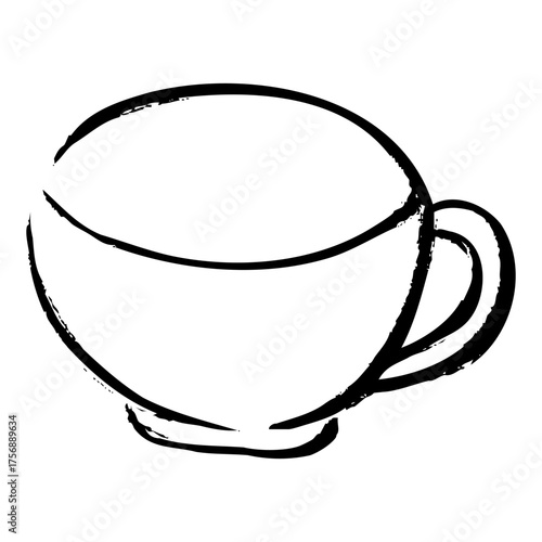 A simple and warm illustration of a teacup drawn with a hand-drawn touch