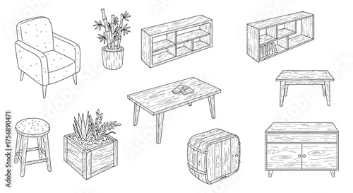 home furniture a cozy armchair wooden shelves plants and tables for interior design ideas and creating a warm inviting living space.