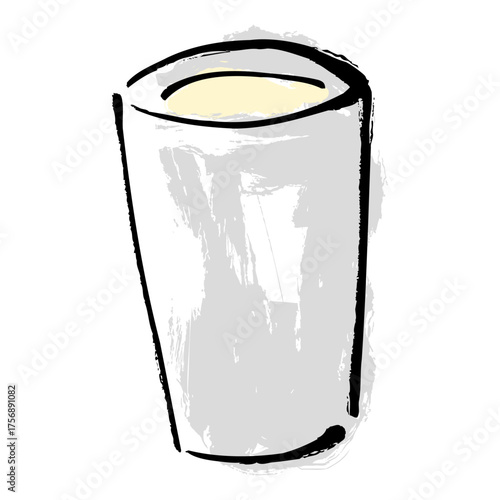 A hand-drawn cup illustration carefully drawn with Japanese brushstrokes. A simple Japanese-style design that expresses everyday tableware.