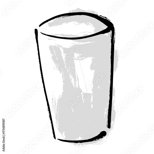 筆タッチで描かれた手描きのコップイラスト。和の雰囲気が感じられるシンプルなデザイン素材