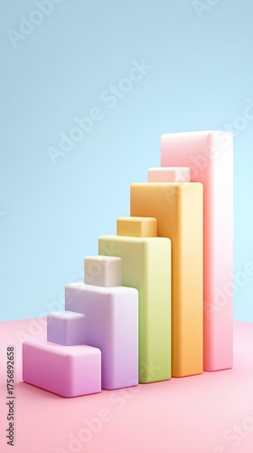 Colorful geometric shapes arranged in a staircase pattern.