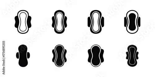 Vector sanitary pad set on white background