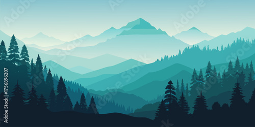 Misty Mountain Range Layers illustration with