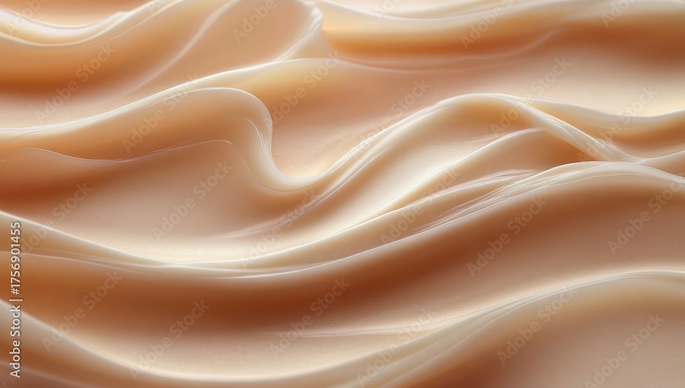 Obraz premium Smooth flowing creamy beige silk fabric with soft highlights and delicate folds creating elegant waves