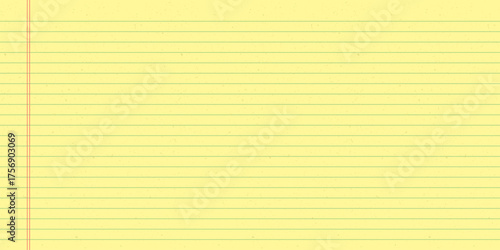 Yellow notebook paper with blue lines and red vertical margins. Striped design blank.