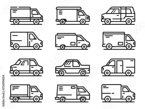 Courier Van line art transporting packages daily