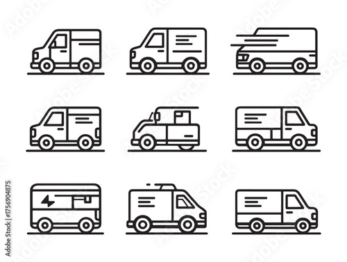 Courier Van line art moving goods efficiently