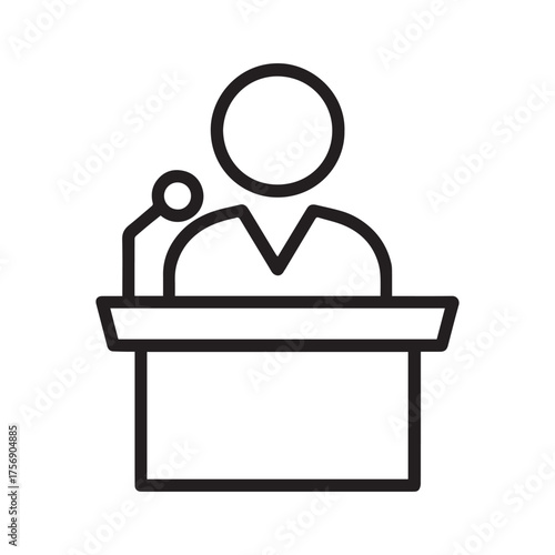 Public Speaker at Podium Icon – Conference and Presentation Vector