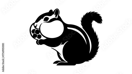 Squirrel holding nut with transparent background