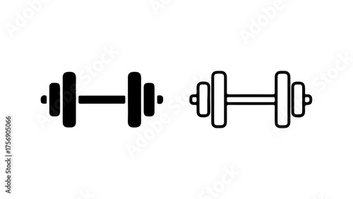 Barbell and dumbbell icons with transparent background